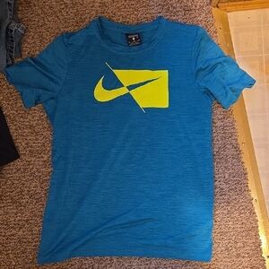 Nike Blue T-Shirt with Yellow Logo